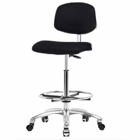 GLOBAL INDUSTRIAL Clean Room Stool, Vinyl, Black, Armless, Mid Back 695539